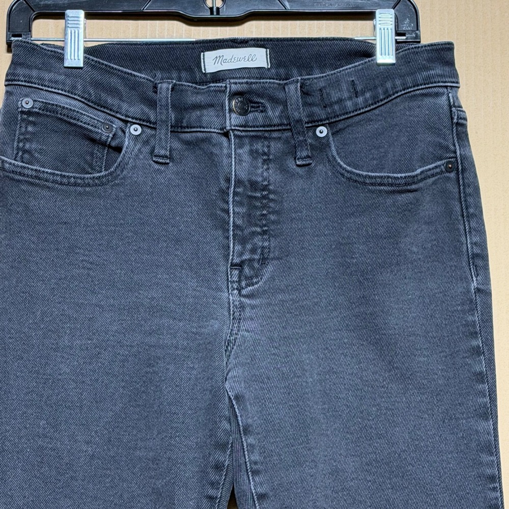 Madewell Cali Demi-Boot Jeans Womens 29P Black High Rise Raw Hem Stretch‎ Denim - Picture 10 of 15